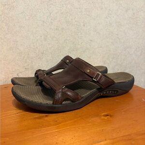 Merrell Glade Dark Brown Leather Slide Performance Sandals Womens Size 8